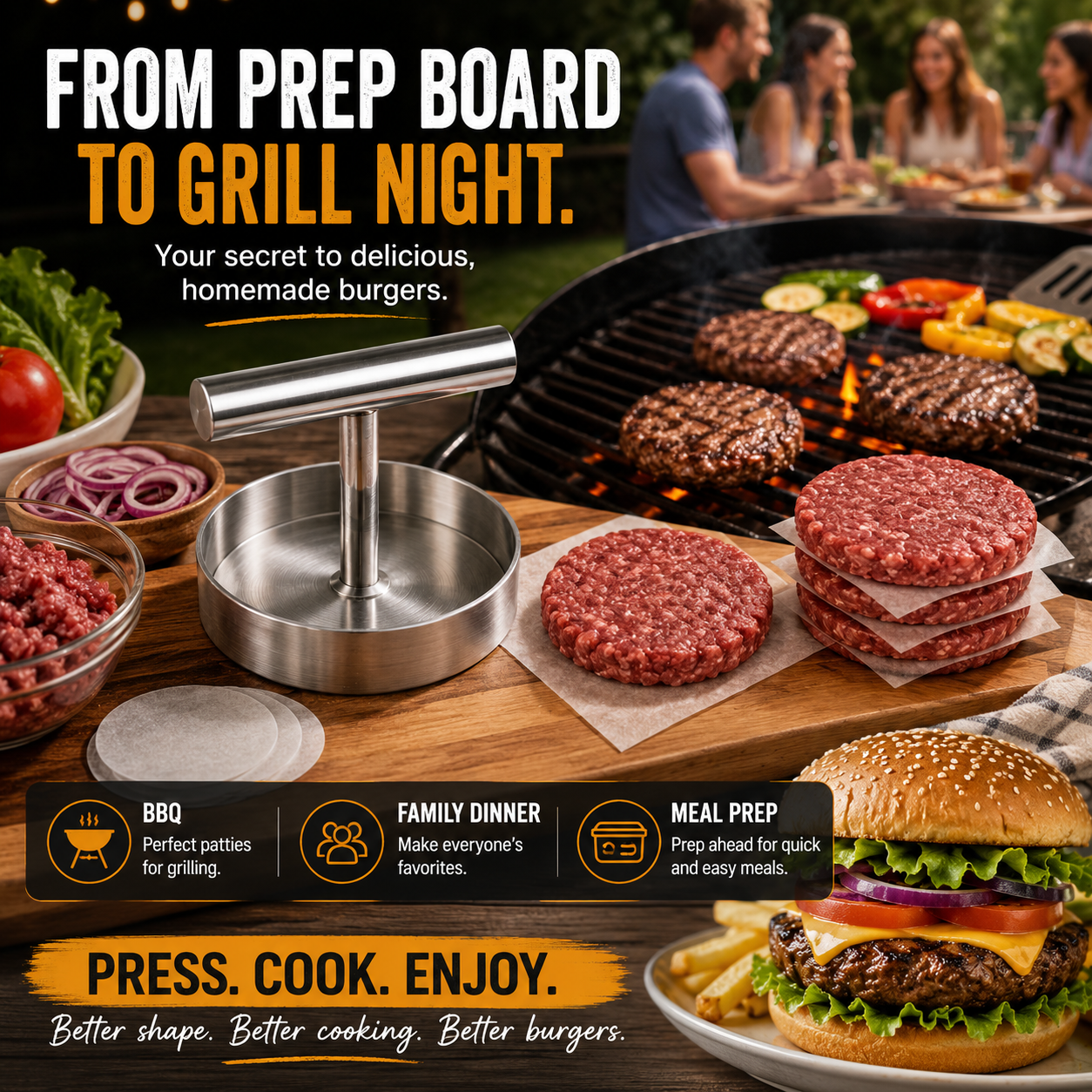 🍔 BBQ FAVORITE | Manual Burger Patty Press