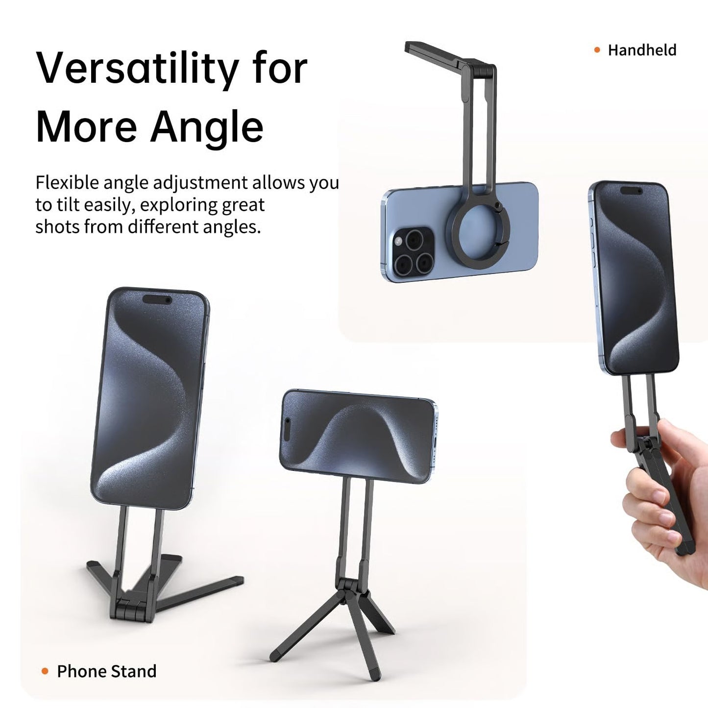 Magnetic Phone Tripod for iPhone – Portable Magsafe Holder with Strong Grip & Foldable Hook