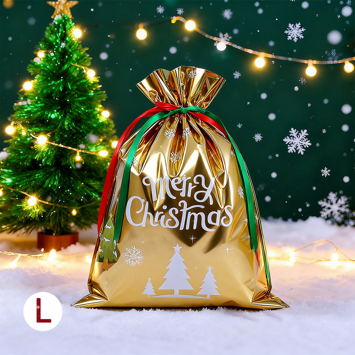 Christmas Cheer Drawstring Gift Bags