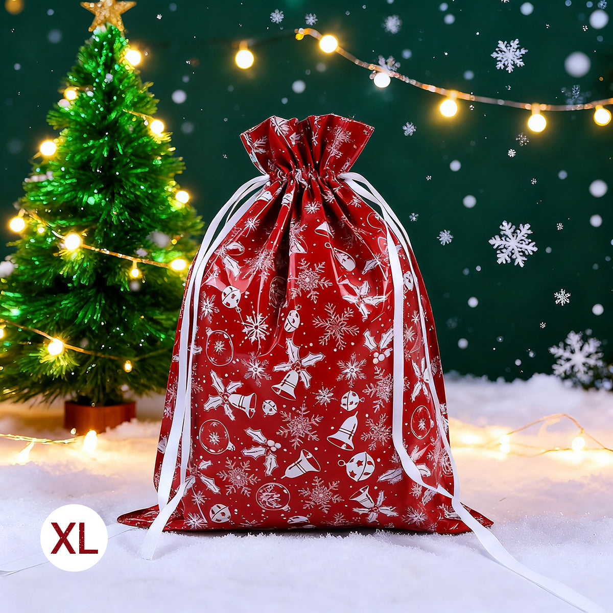 Christmas Cheer Drawstring Gift Bags