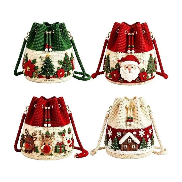 π3D Christmas Crochet Bucket Bag