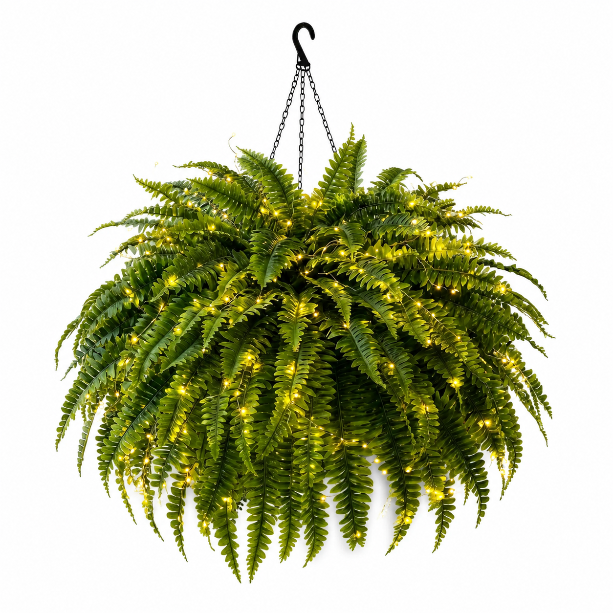 Oversized Pre-Lit Artificial Boston Ferns - No watering, No fading