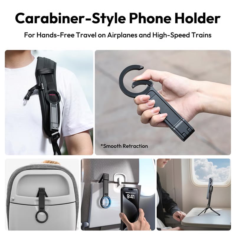 Magnetic Phone Tripod for iPhone – Portable Magsafe Holder with Strong Grip & Foldable Hook