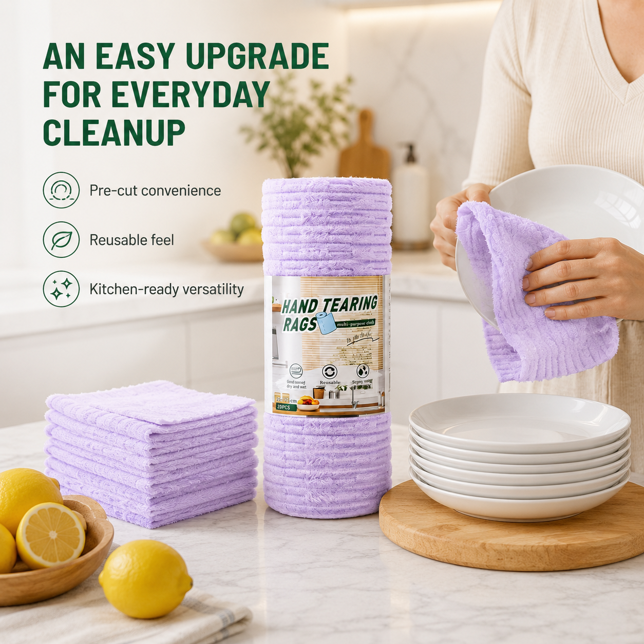 Multipurpose Reusable Tear-Off Cleaning Cloth Roll