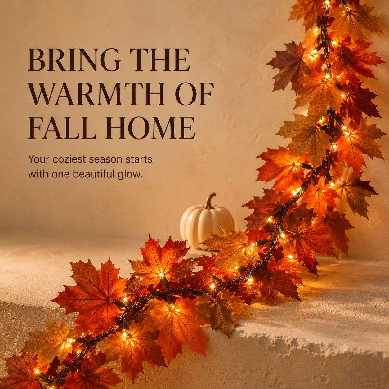 Lighted Autumn Maple Leaf Garland