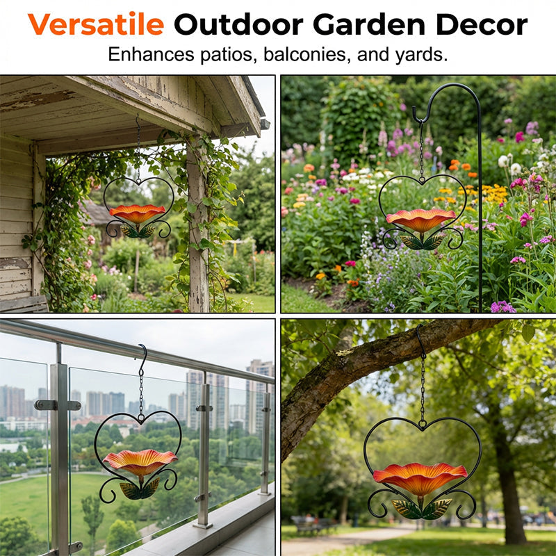 Heart-Shaped Bird Feeder β Floral, Hanging,Perfect for Backyard or Balcony