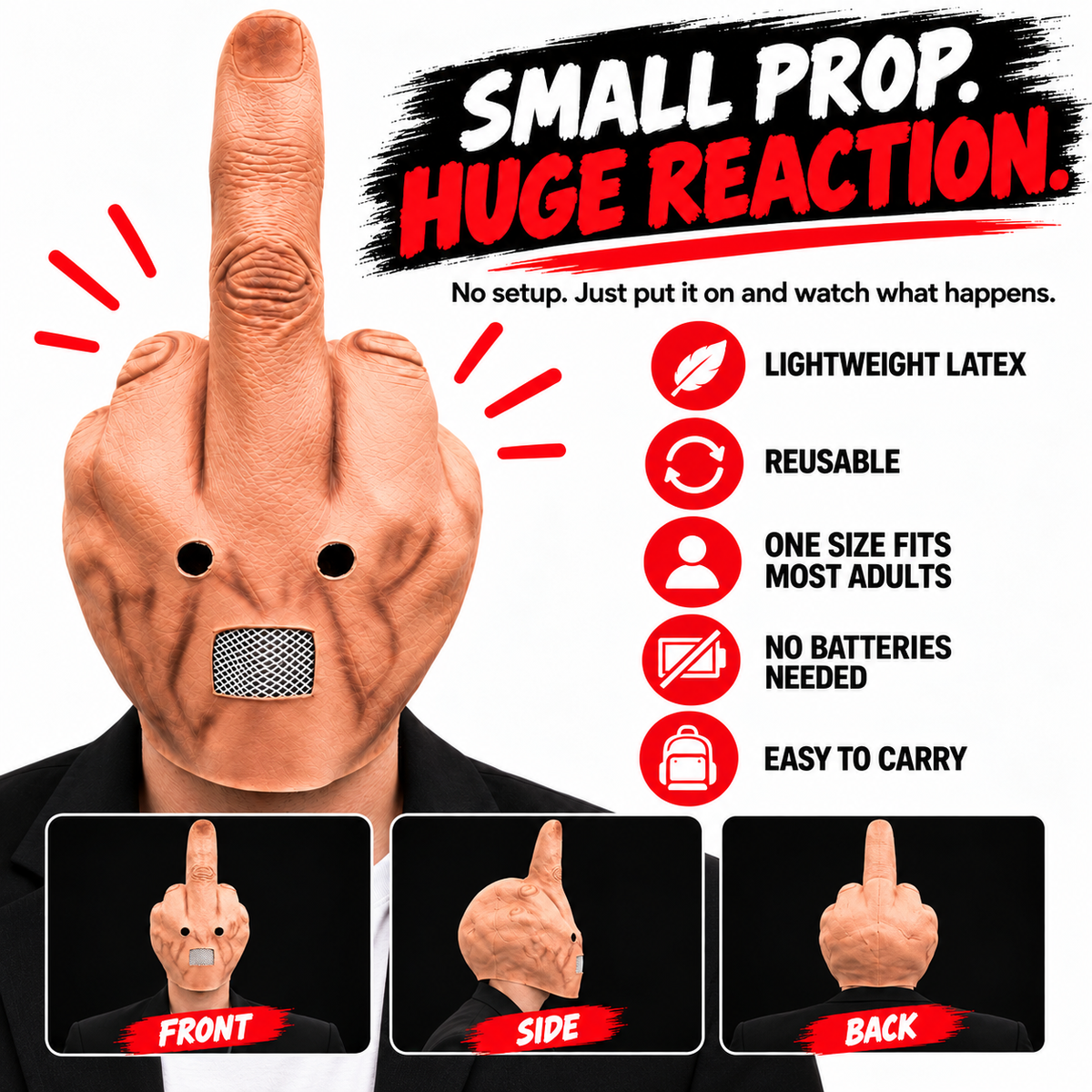 π Uncanny Smile Finger Mask β Halloween Prank & Party Costume