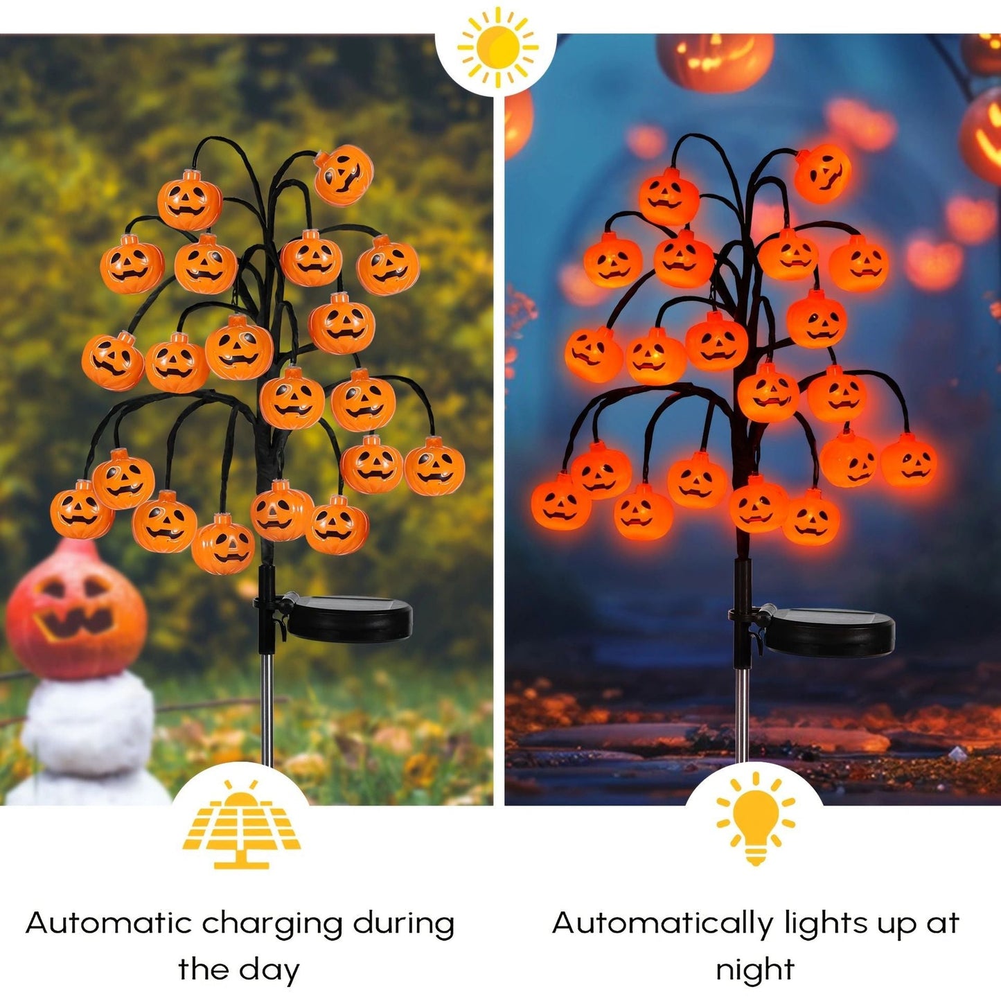 π Pumpkin Solar Stake Lights 2PCS β Halloween Outdoor Yard Decor
