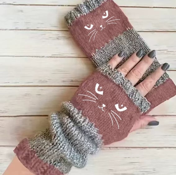 đ± Cute Womenâs Knitted Cat Gloves â For Warm Hands & Free Fingersđ§¶