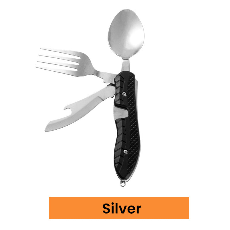 🏕️Must-have for outdoor trips 🍴🥄4-In-1 Outdoor Folding Multifunctional Tableware