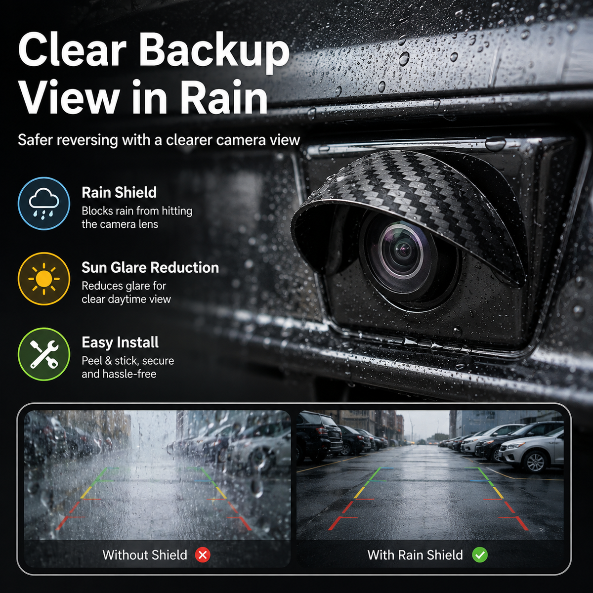 🌧️Car Backup Camera Rain Shield – Clearer Rear View in Rain