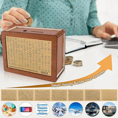 🔥🔥Wooden Lottery Ticket Game Board & Money Box with Counter
