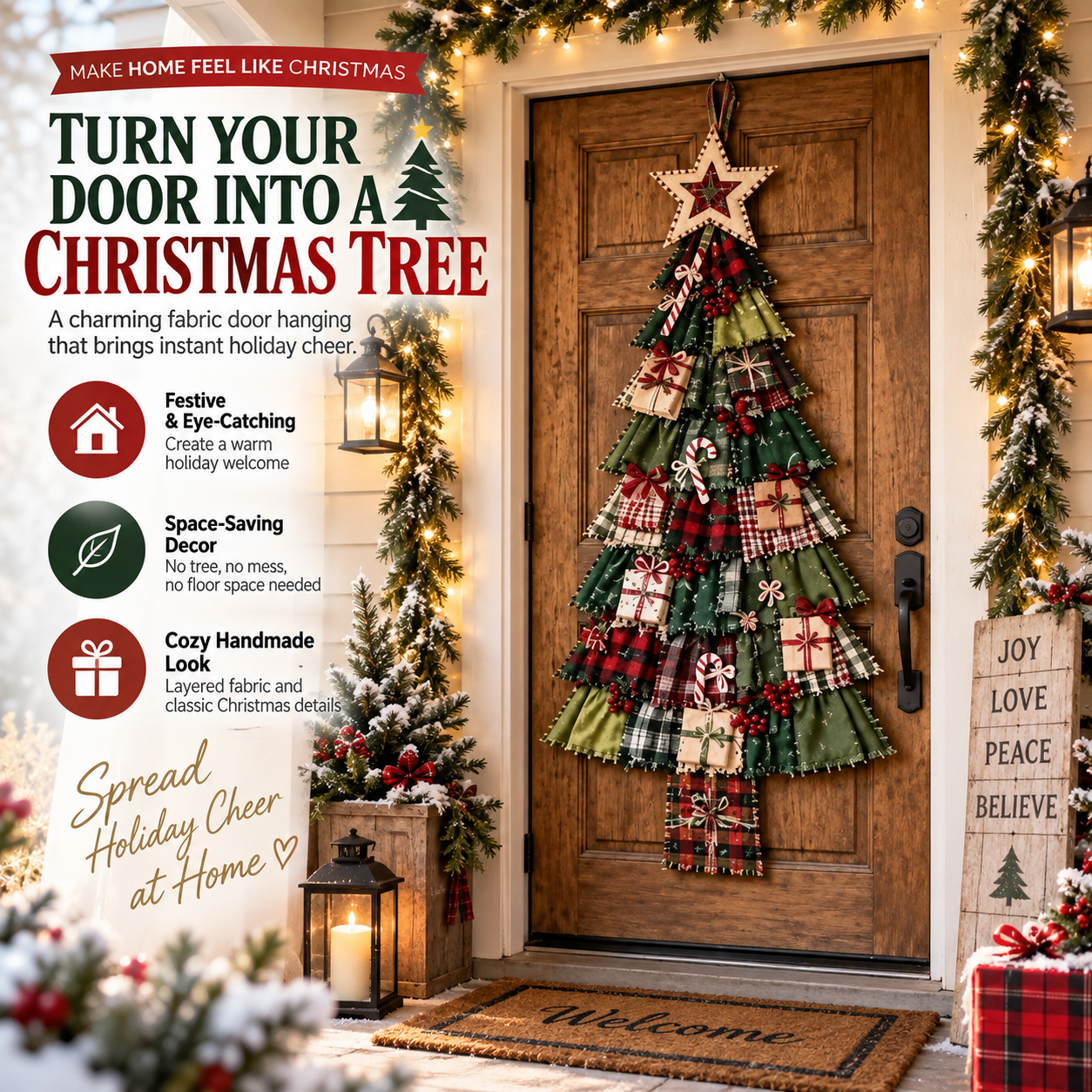 🎄 CHRISTMAS DOOR FAVORITE| Layered Fabric Tree Hanging