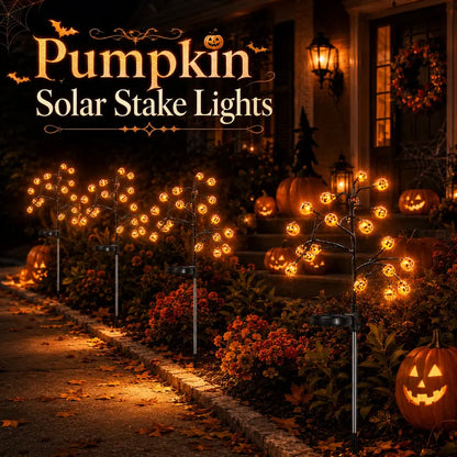 🎃 Pumpkin Solar Stake Lights 2PCS – Halloween Outdoor Yard Decor