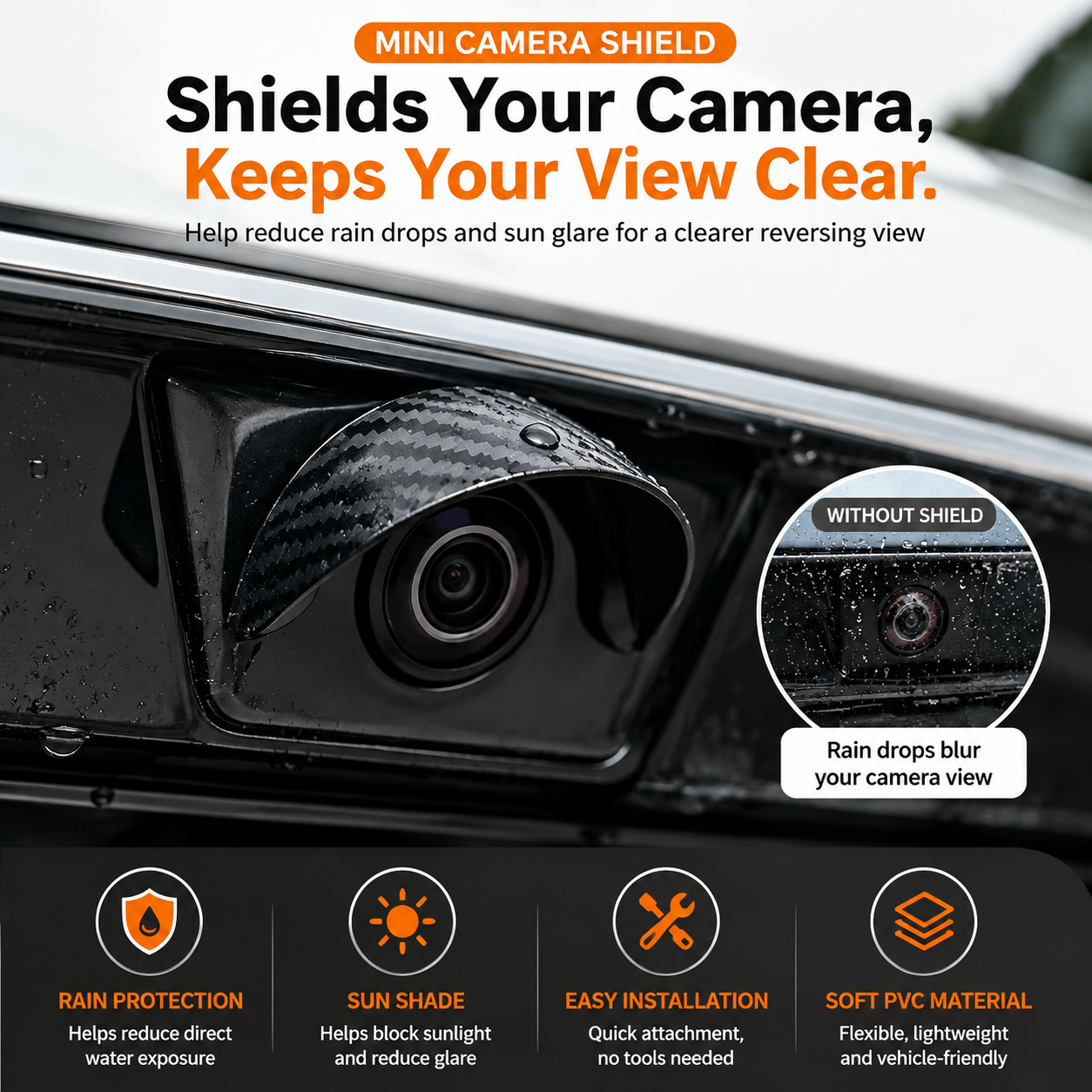 🌧️Car Backup Camera Rain Shield – Clearer Rear View in Rain