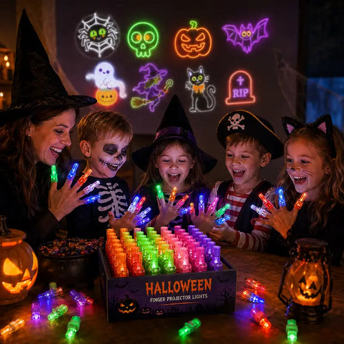 👻🎃 Halloween Finger Projector Rings – LED Party Favors for Kids