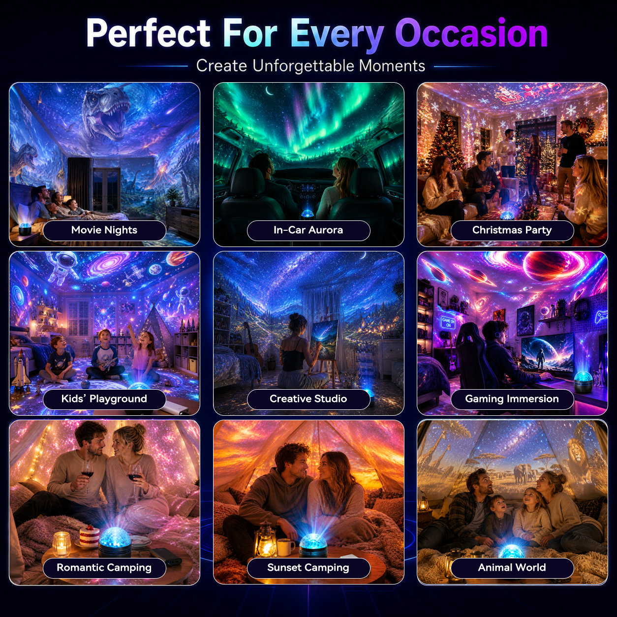 360° Smart Holographic Starry Sky Projector (HD Smart Dynamic 5D)