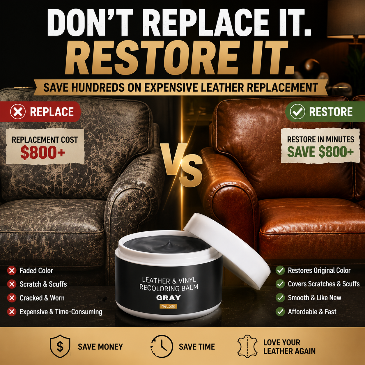 Leather & Vinyl Recoloring Balm Kit – Restore Faded Seats, Sofas & Shoes