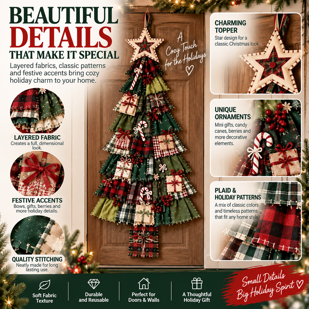 🎄 CHRISTMAS DOOR FAVORITE| Layered Fabric Tree Hanging