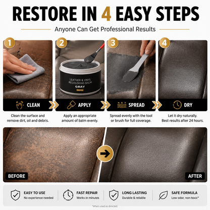 Leather & Vinyl Recoloring Balm Kit – Restore Faded Seats, Sofas & Shoes