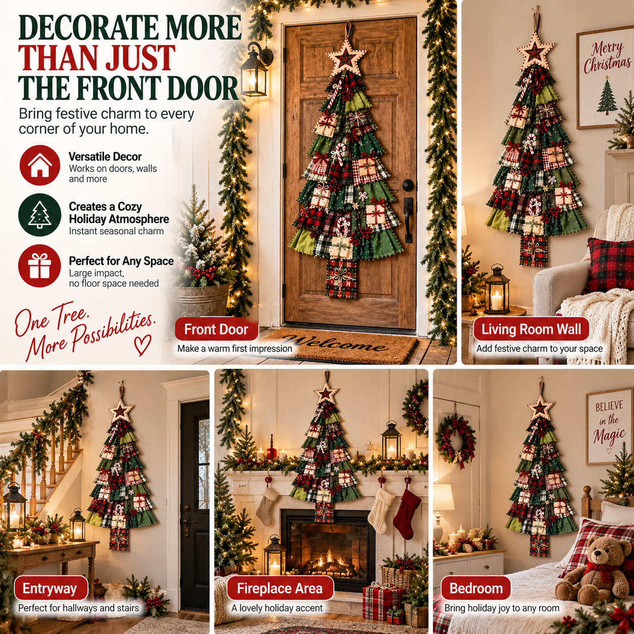 🎄 CHRISTMAS DOOR FAVORITE| Layered Fabric Tree Hanging