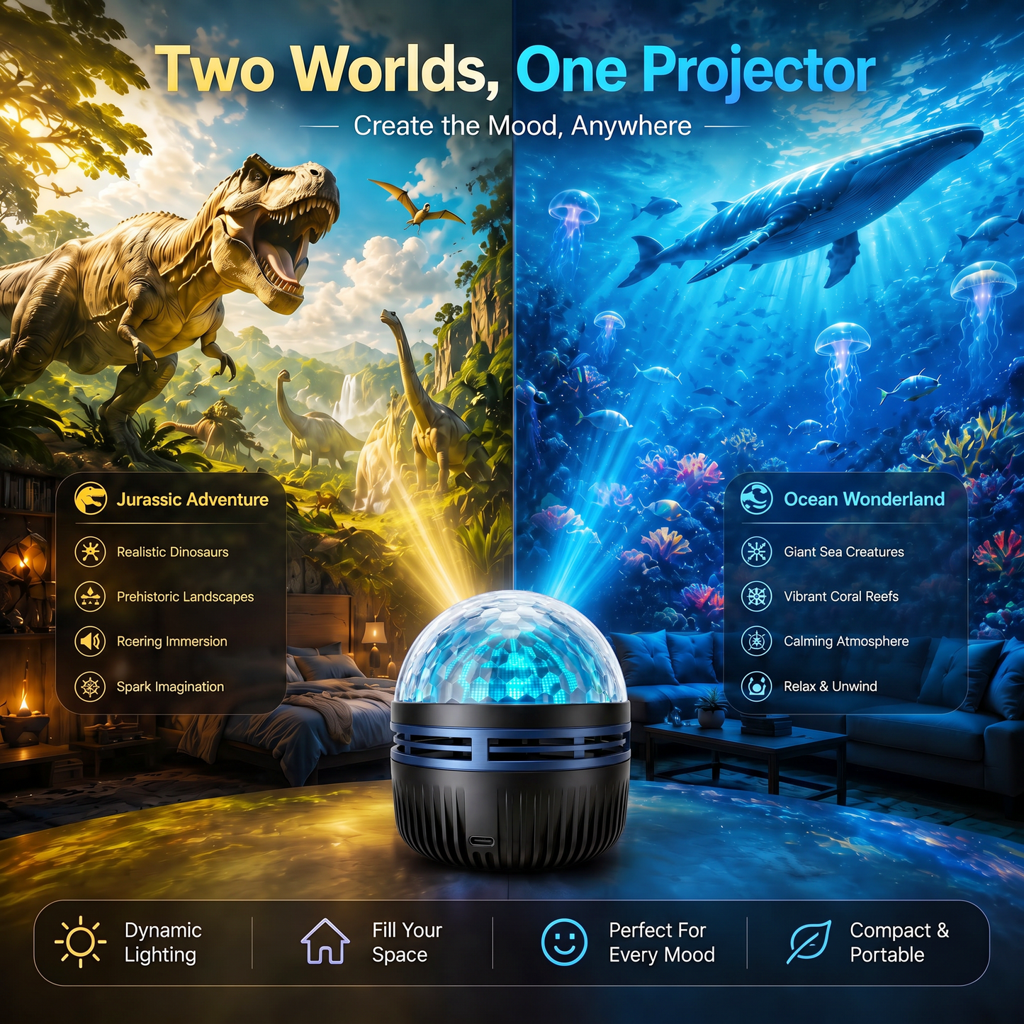 360° Smart Holographic Starry Sky Projector (HD Smart Dynamic 5D)