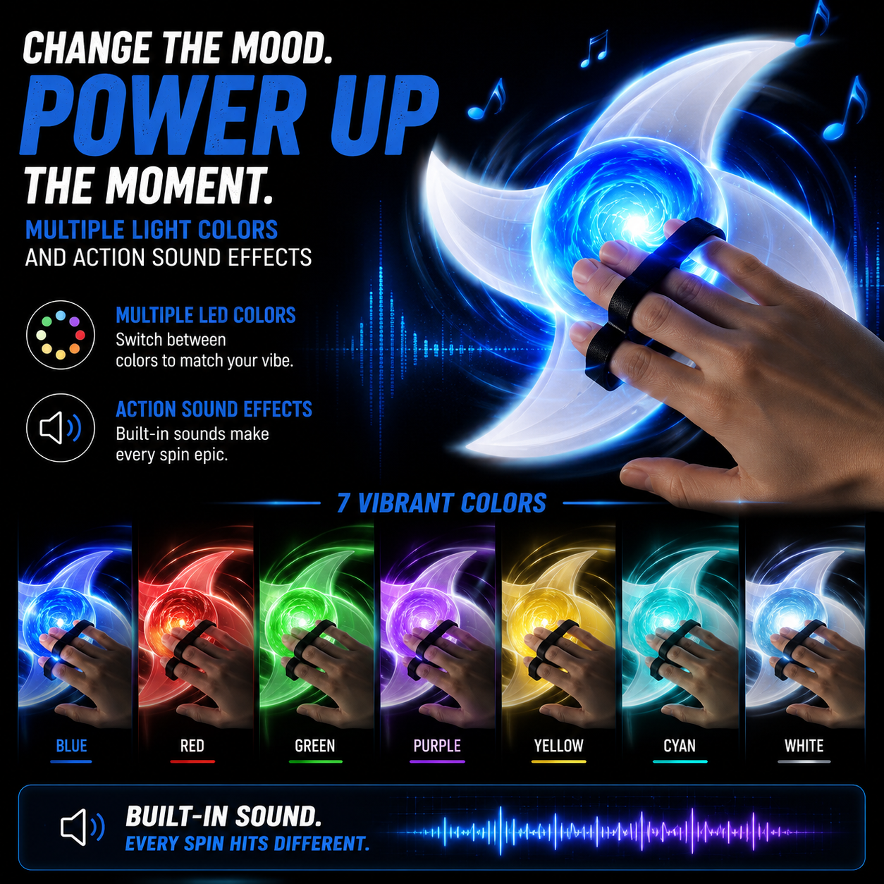 Spinning LED Energy Toy – 360° Light & Sound Hand Spinner
