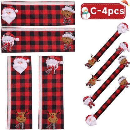 Christmas Refrigerator Handle Covers | Plush Plaid Wraps