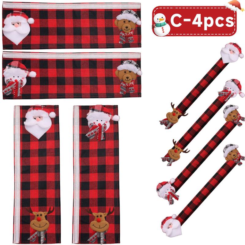 Christmas Refrigerator Handle Covers | Plush Plaid Wraps, product image 13