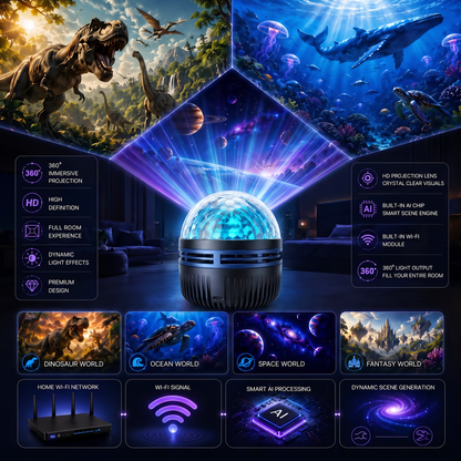 360° Smart Holographic Starry Sky Projector (HD Smart Dynamic 5D)