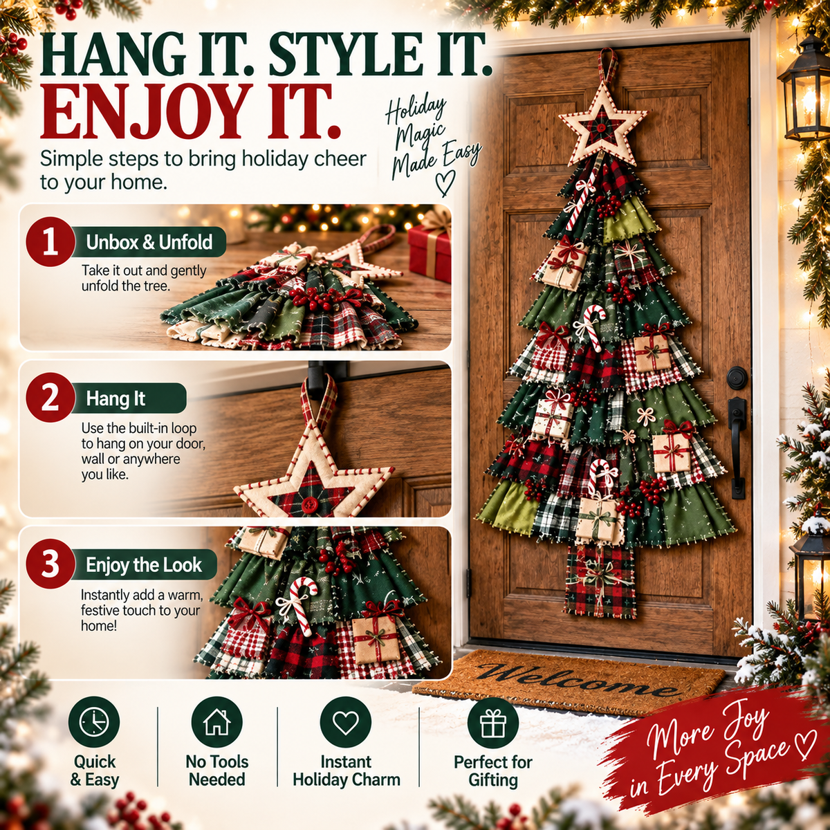 🎄 CHRISTMAS DOOR FAVORITE| Layered Fabric Tree Hanging