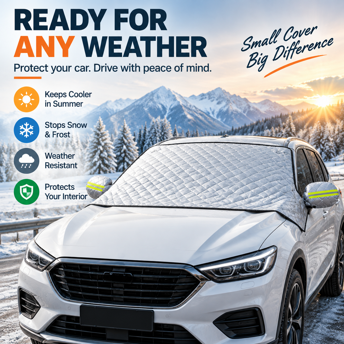 🚗 Magnetic Windshield Cover – All-Season Sun, Snow & Frost Protector for Cars, SUVs & Trucks