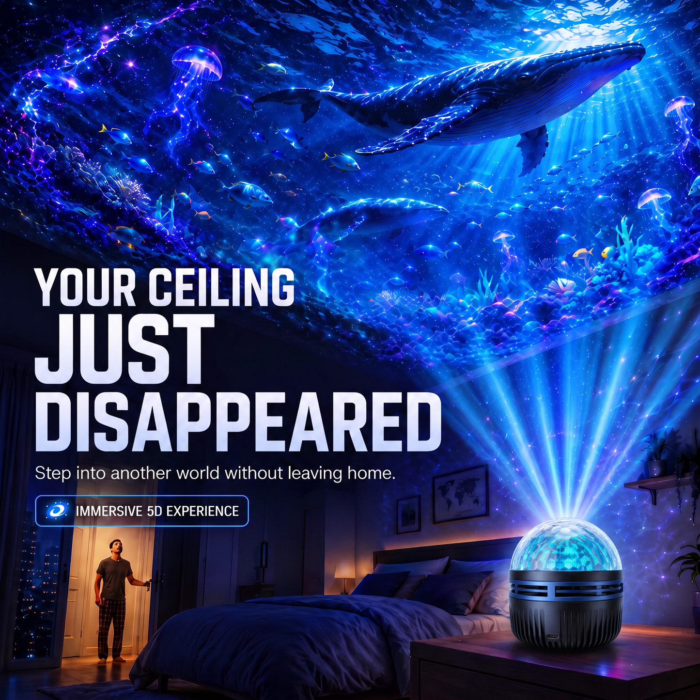 360° Smart Holographic Starry Sky Projector (HD Smart Dynamic 5D)
