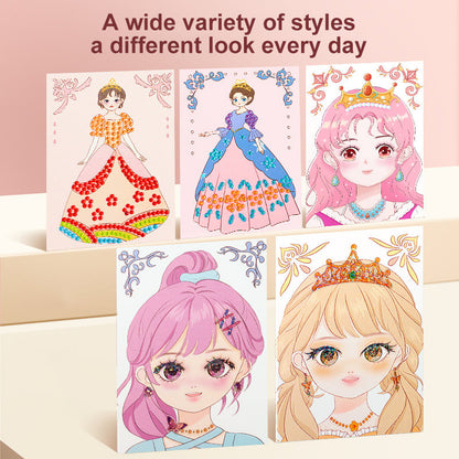 👗Special Diamond Painting & Princess Book Makeup Craft Kits Foil Art Books Set Play on Paper