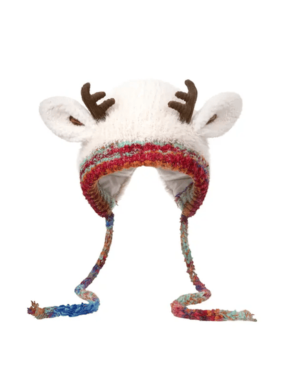 🔥 Warm Fluffy Christmas Reindeer Antler Hat | Cute 2-in-1 Wear
