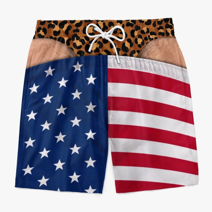 Funny Patriotic Men Swim Trunks - Personalized Birthday Gifts