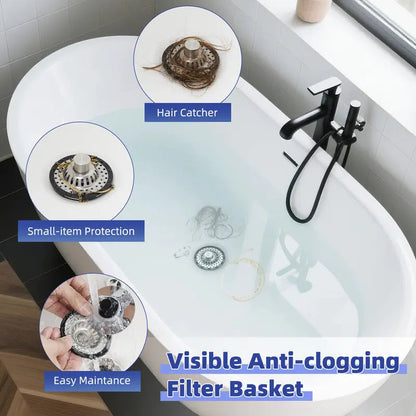 3-in-1 Pop-Up Sink Stopper – Hair Catcher, Drain Protector & Water Stopper