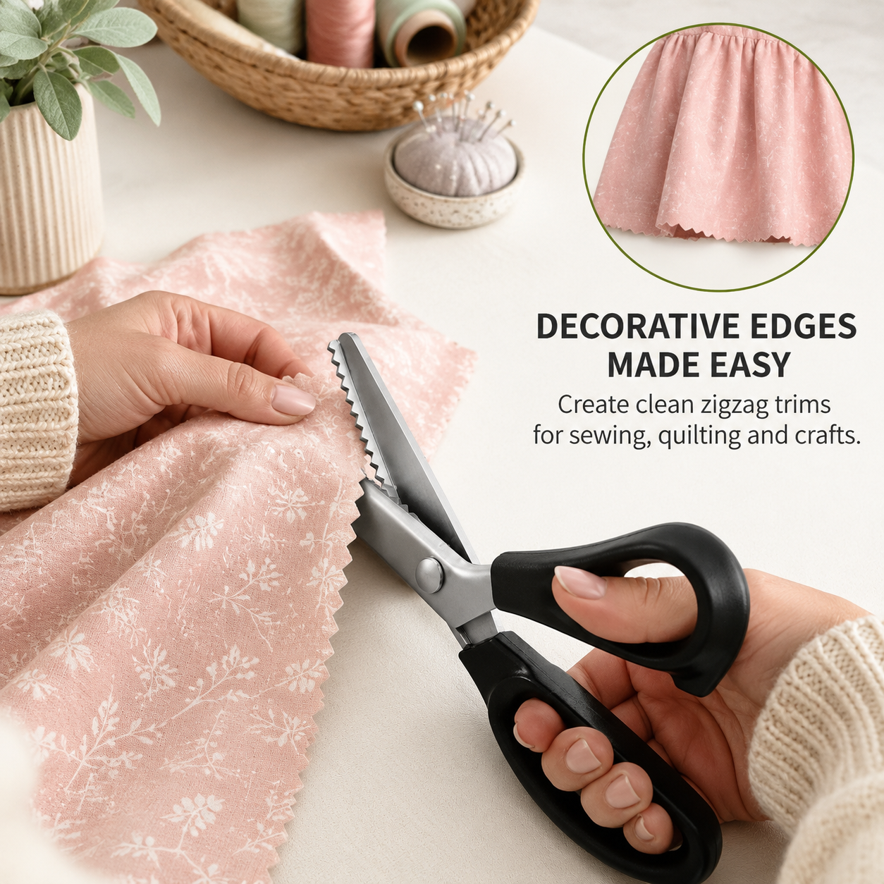 Stainless Steel Zig Zag Scissors with Serrated Teeth