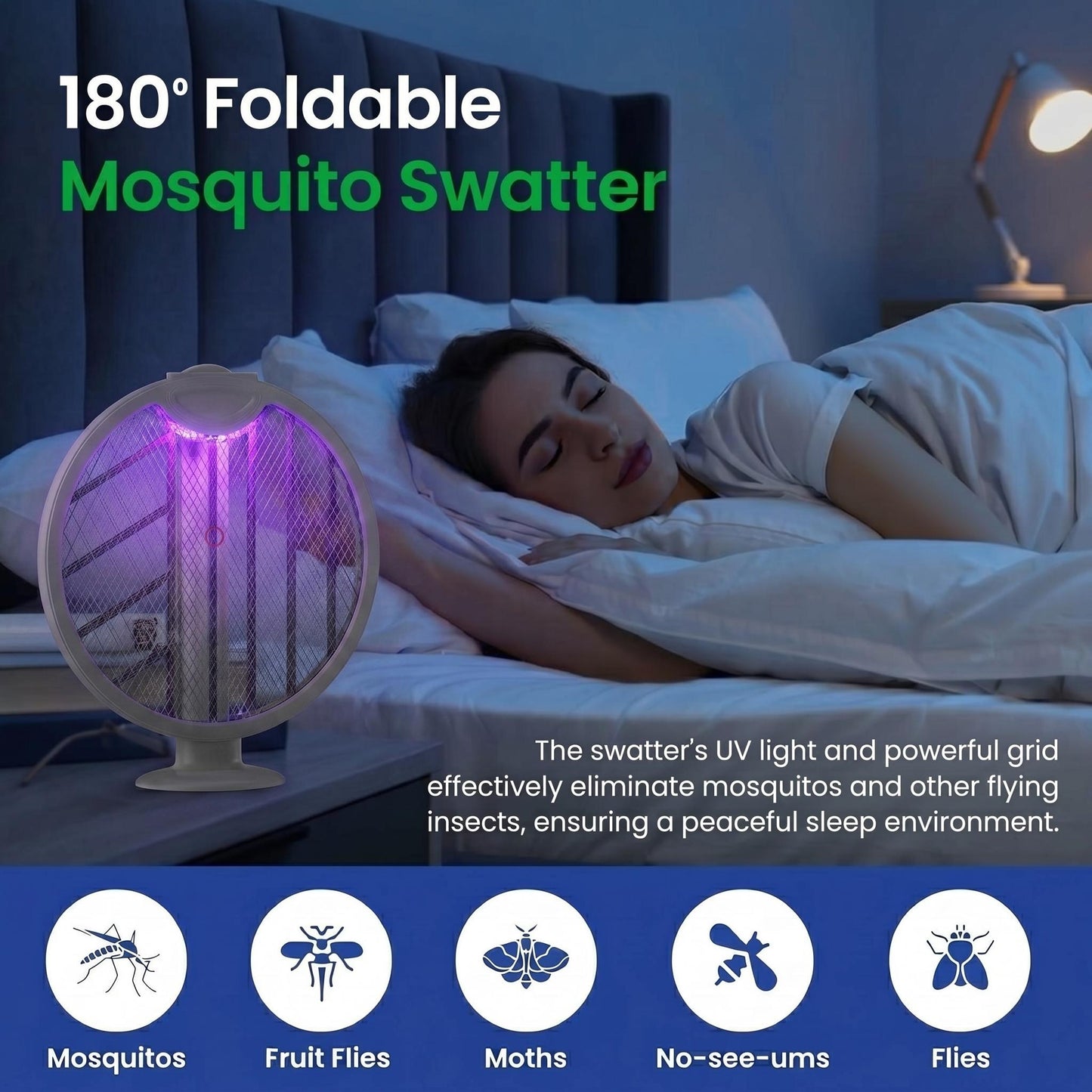 Foldable Electric Fly Swatter Racket– USB Rechargeable