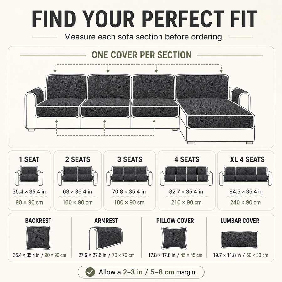 Sofa cover size guide