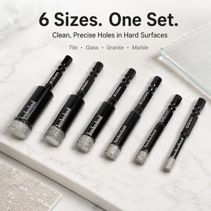 ⚡️6 Pcs Diamond Drill Bits Set, 1/4 5/6 3/8 1/2 Inch Brazed Diamond Drill Bits