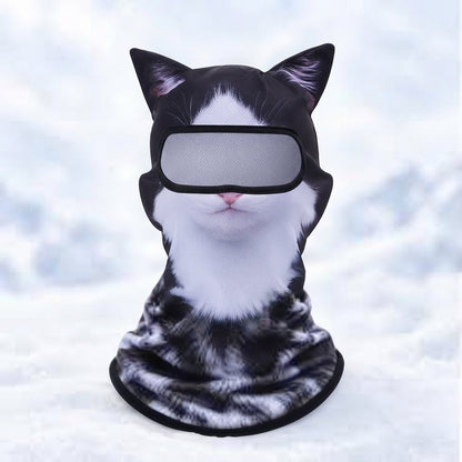 3D Cat Ski Mask with Ears – Funny Windproof Balaclava for Skiing & Festivals
