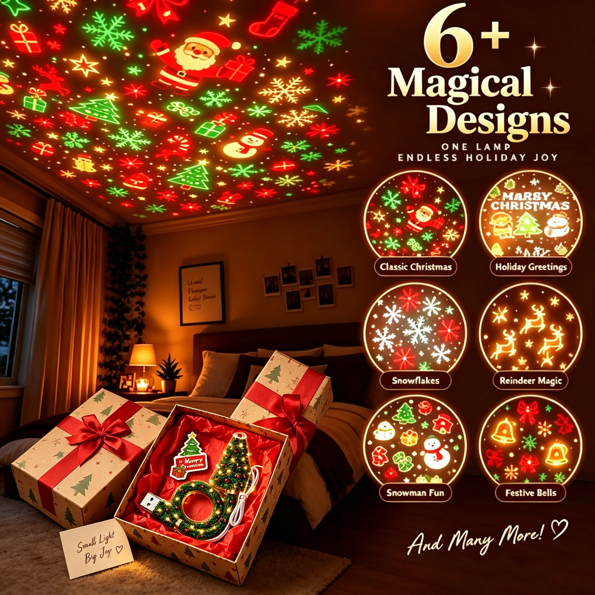 Christmas Tree Projection Light|6+ Holiday Pattern Ceiling Lamp