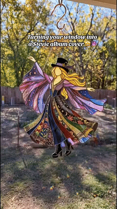 💃 70s Rock Witch🤘 Handmade Stained Glass Spinning Suncatcher