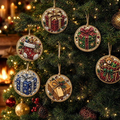 6Pcs DIY Wooden Christmas Tree Diamond Painting Ornaments