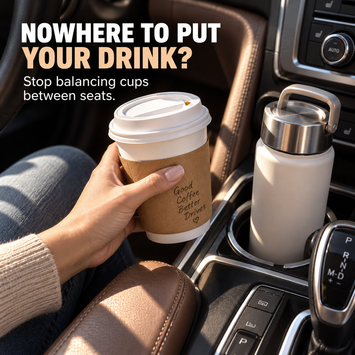 Universal Foldable Car Cup Holder – Space-Saving Drink & Phone Holder