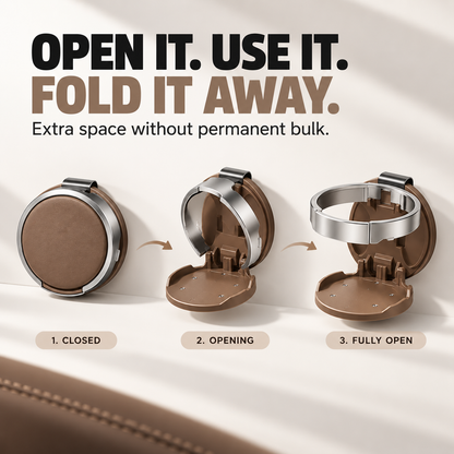 Universal Foldable Car Cup Holder – Space-Saving Drink & Phone Holder