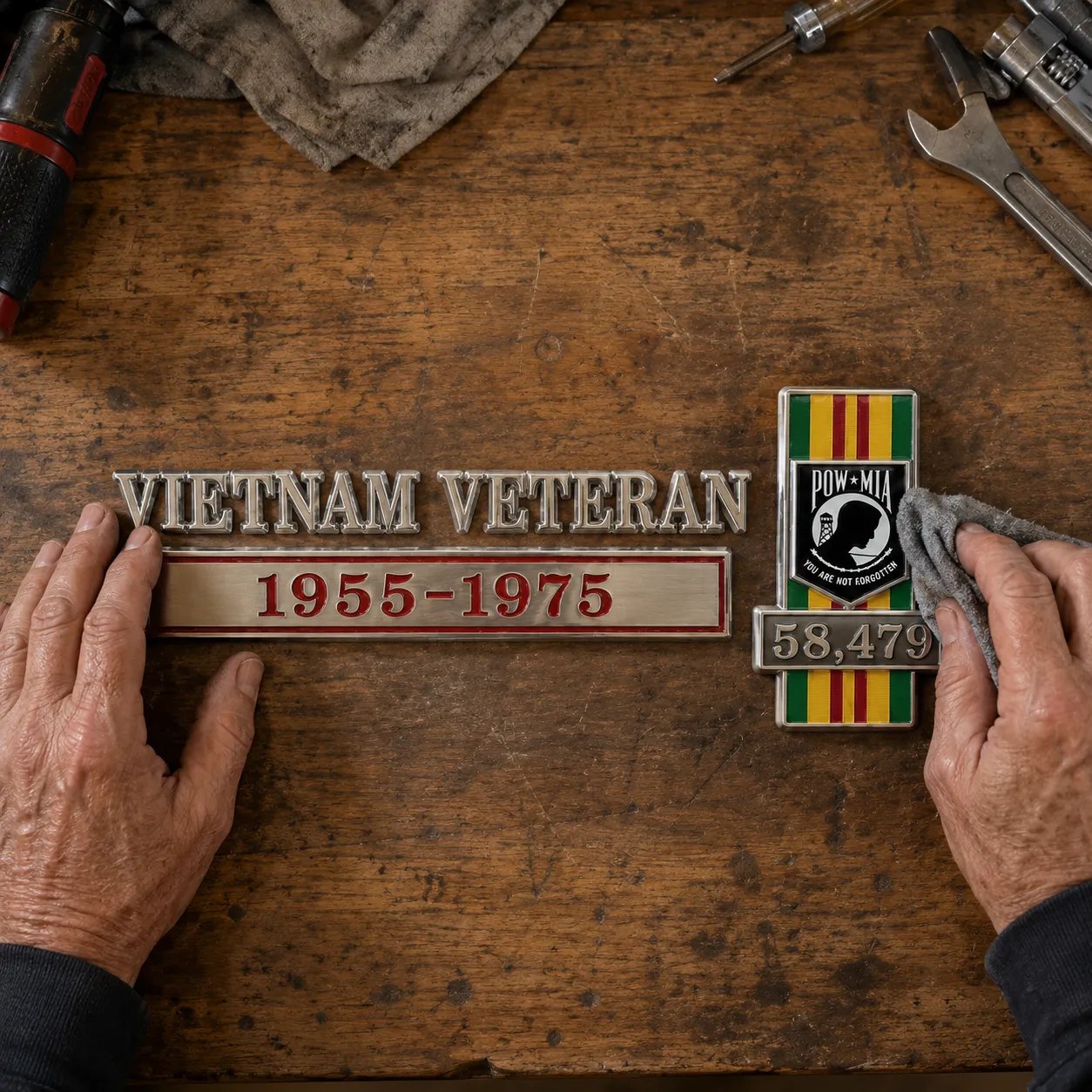 🎖️- Vietnam Veteran Tribute Car Emblem Metal Badge