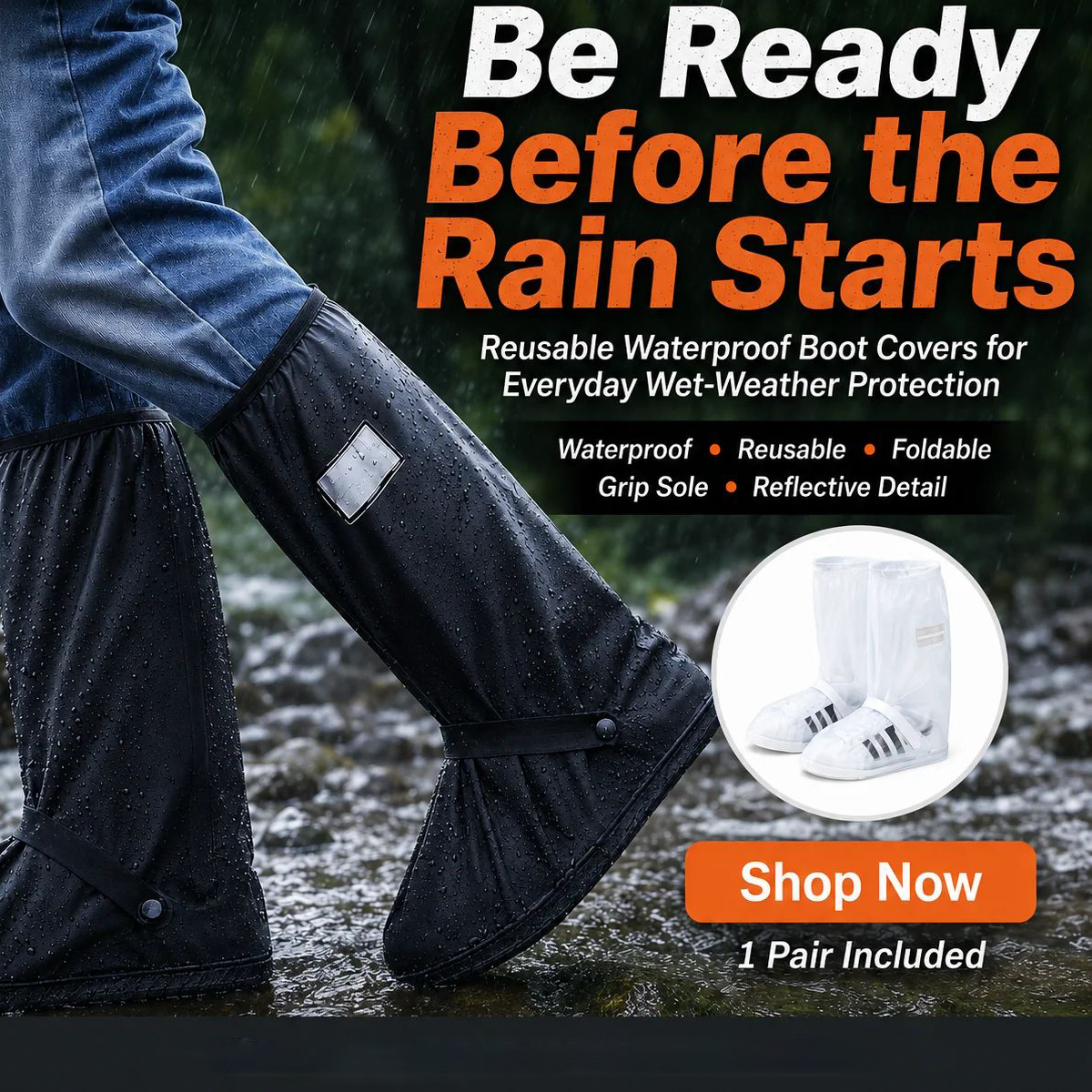 🌧️ Reusable Waterproof Boot Covers for Rain, Mud & Snow