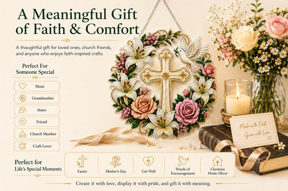 Christian Cross & Dove Diamond Art Hanging Ornament Kit